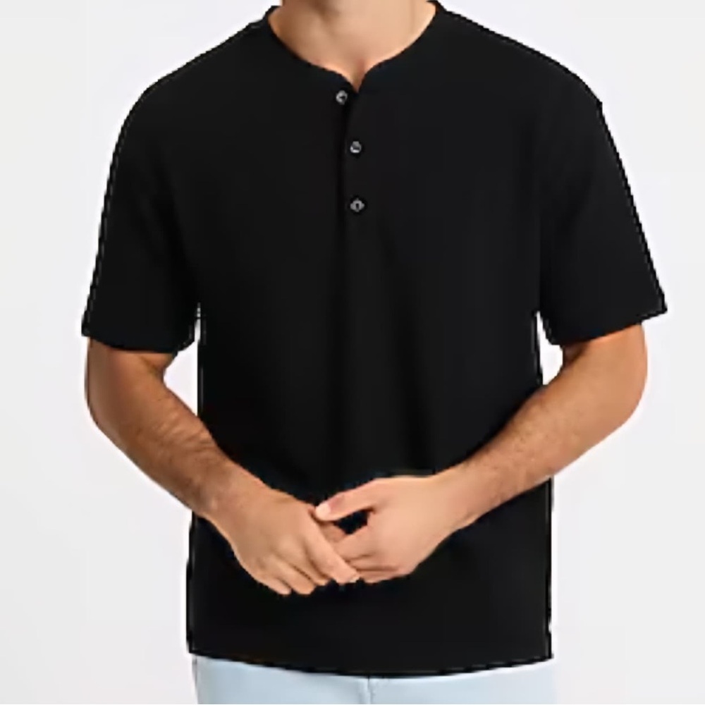 Joe Boxer Men's Black Short Sleeve Henley